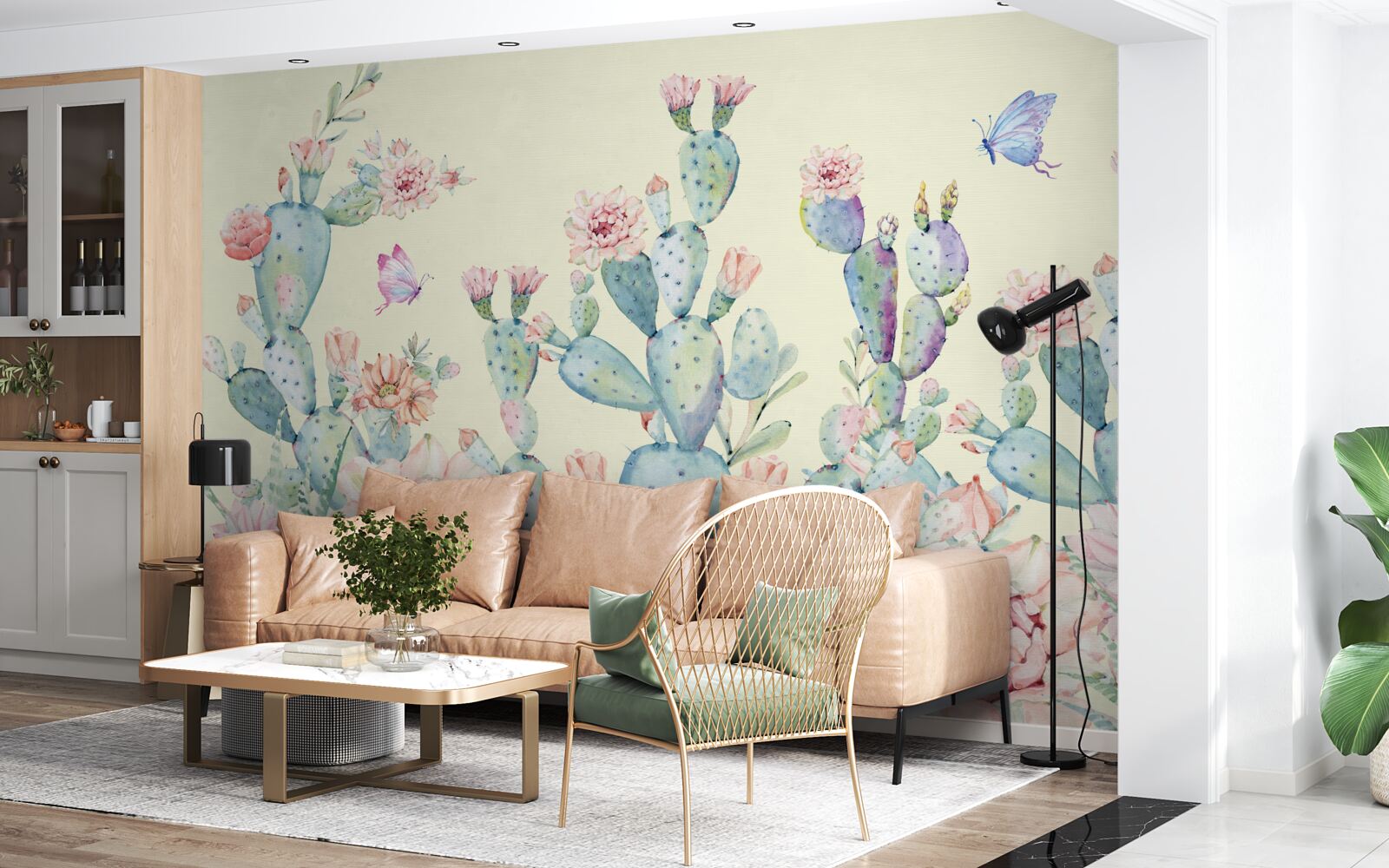 Fototapeta jemné akvarelové kaktusy