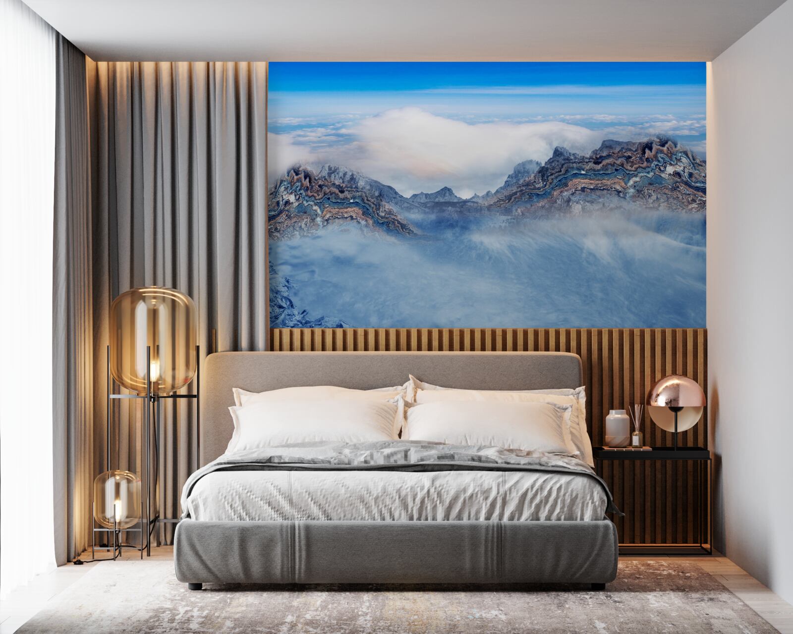 Fototapeta skalnaté štíty sú zahalené v hustej hmle