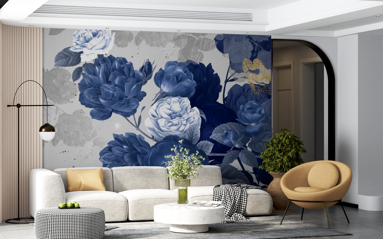 Fototapeta modré kvety vo vintage štýle