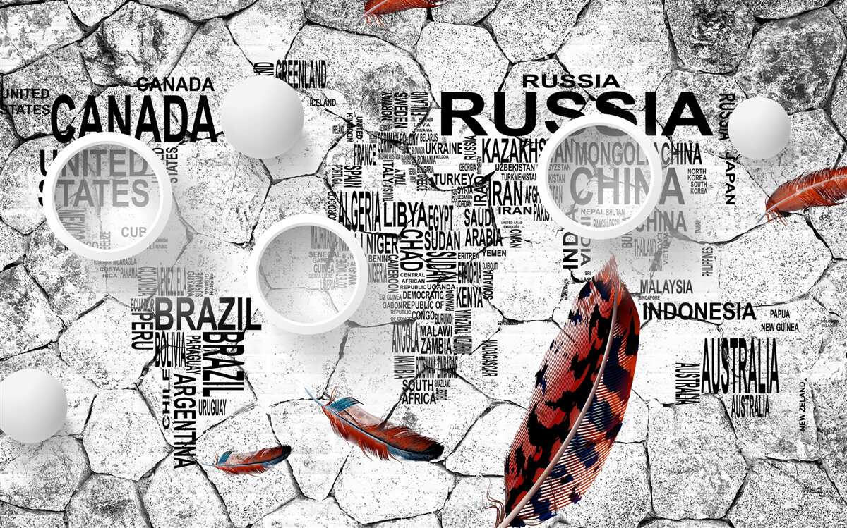 Fototapeta perá a názvy krajín