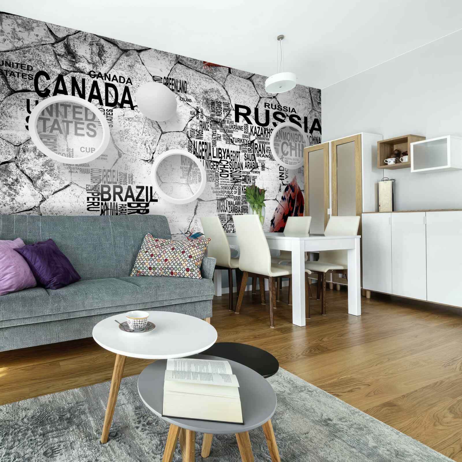 Fototapeta perá a názvy krajín