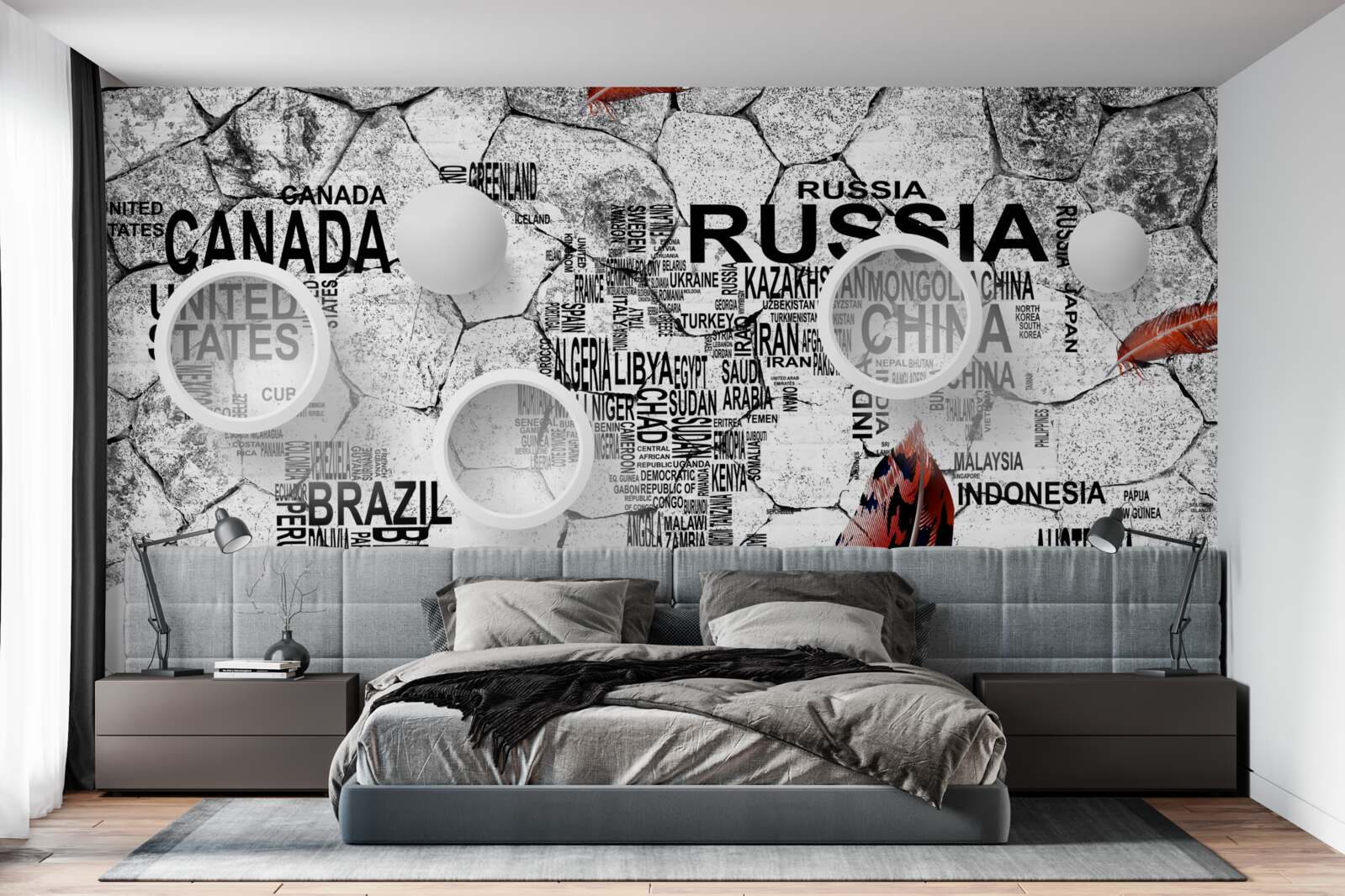 Fototapeta perá a názvy krajín