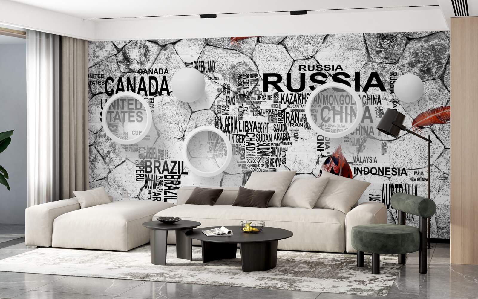 Fototapeta perá a názvy krajín