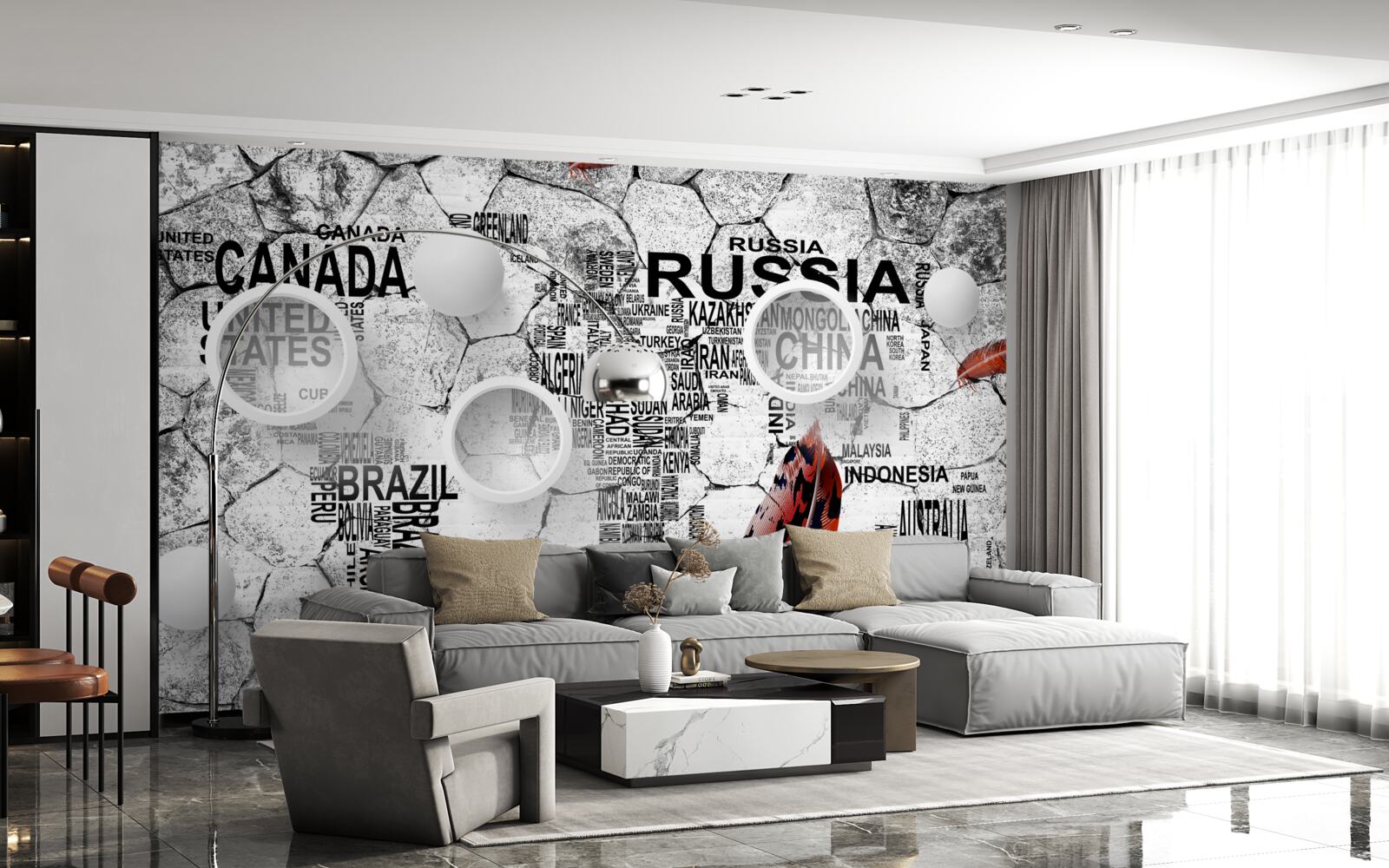 Fototapeta perá a názvy krajín