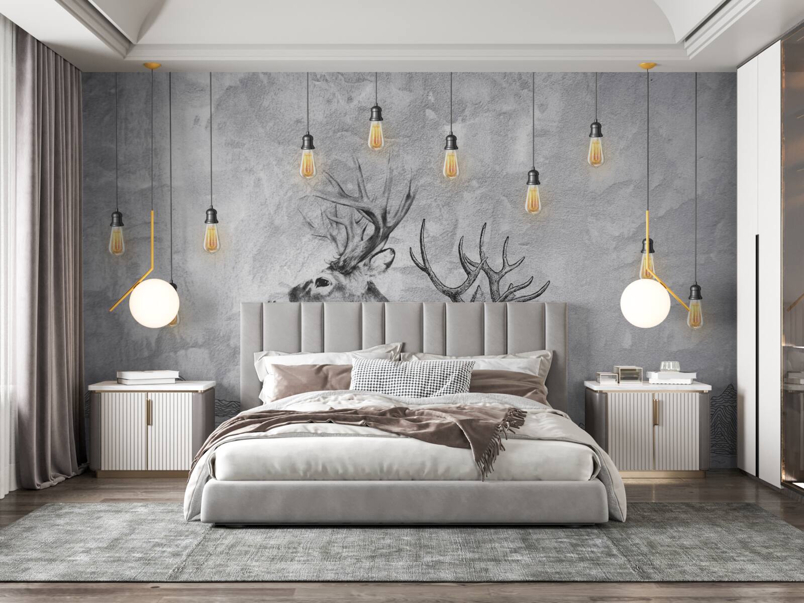 Fototapeta rodina jeleňov na pozadí prírody sa stáva malebným portrétom