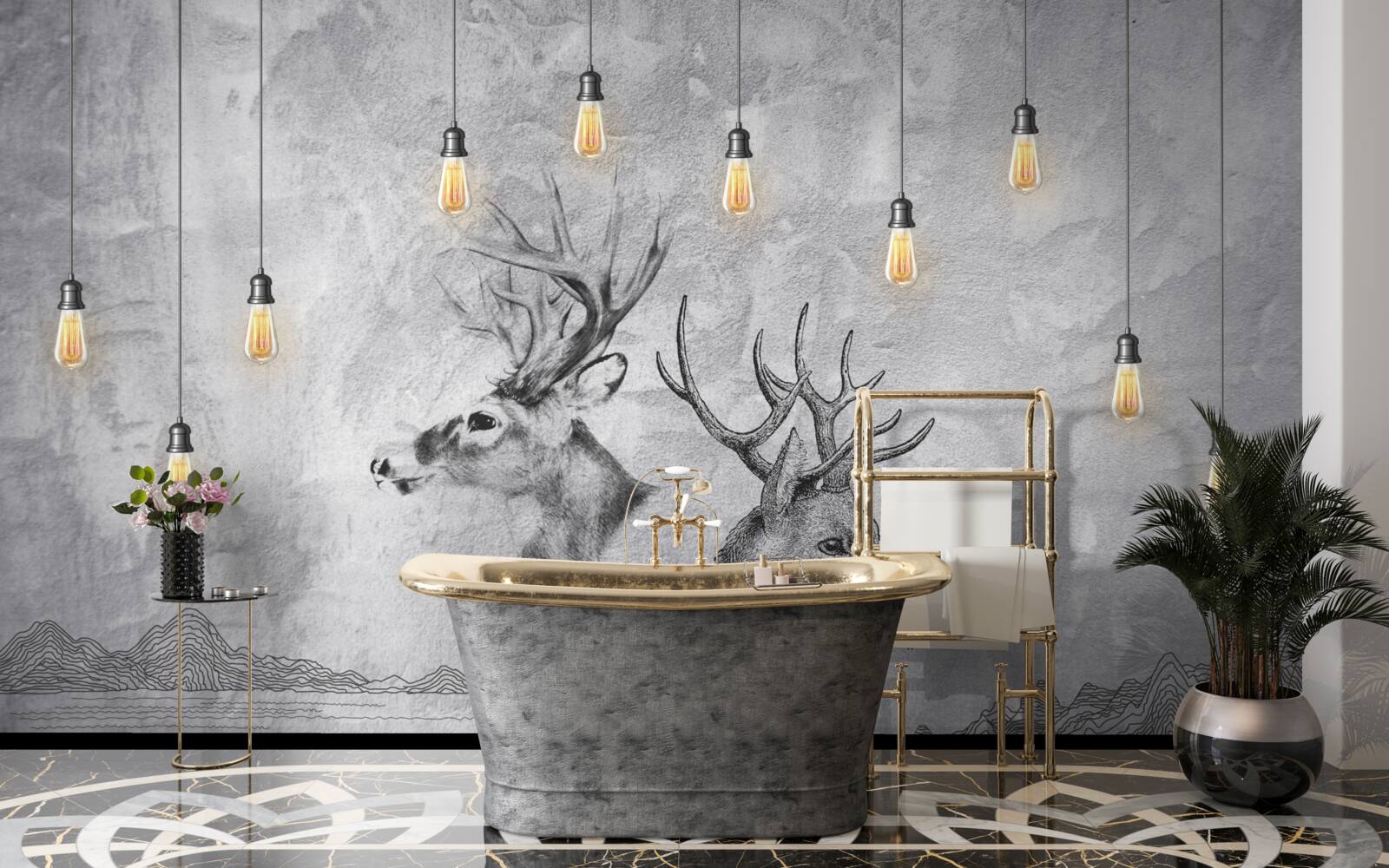 Fototapeta rodina jeleňov na pozadí prírody sa stáva malebným portrétom