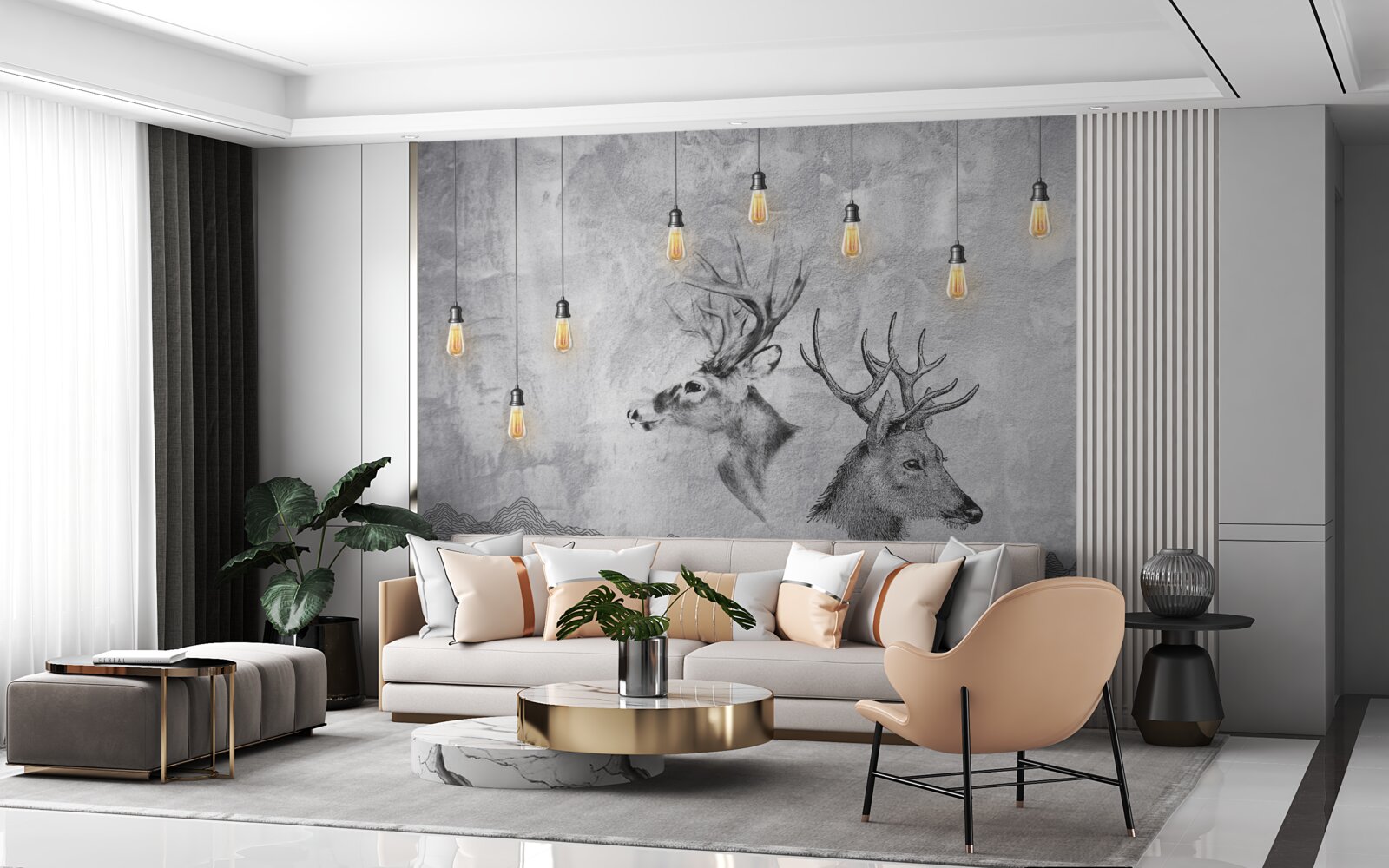 Fototapeta rodina jeleňov na pozadí prírody sa stáva malebným portrétom