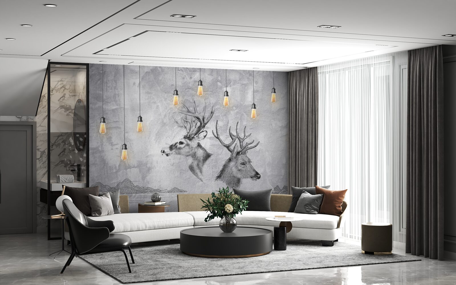 Fototapeta rodina jeleňov na pozadí prírody sa stáva malebným portrétom