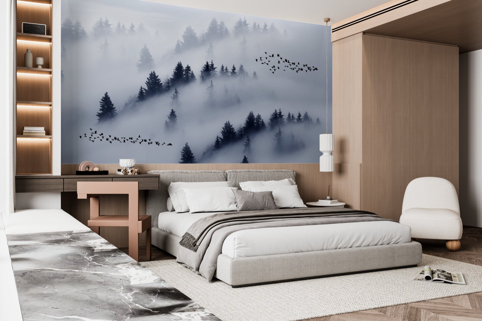 Fototapeta ihličnatý les je zahalený v hustej hmle