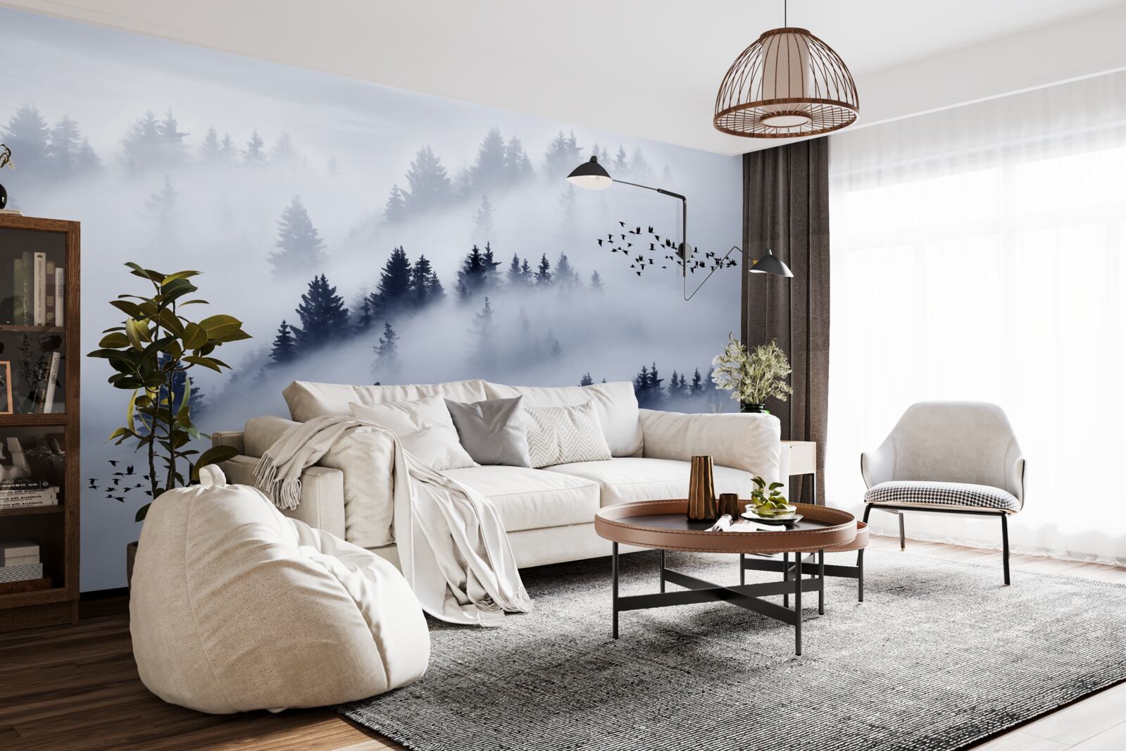 Fototapeta ihličnatý les je zahalený v hustej hmle