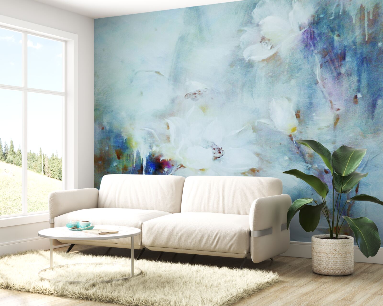 Fototapeta kvetinový neporiadok vo vodových farbách