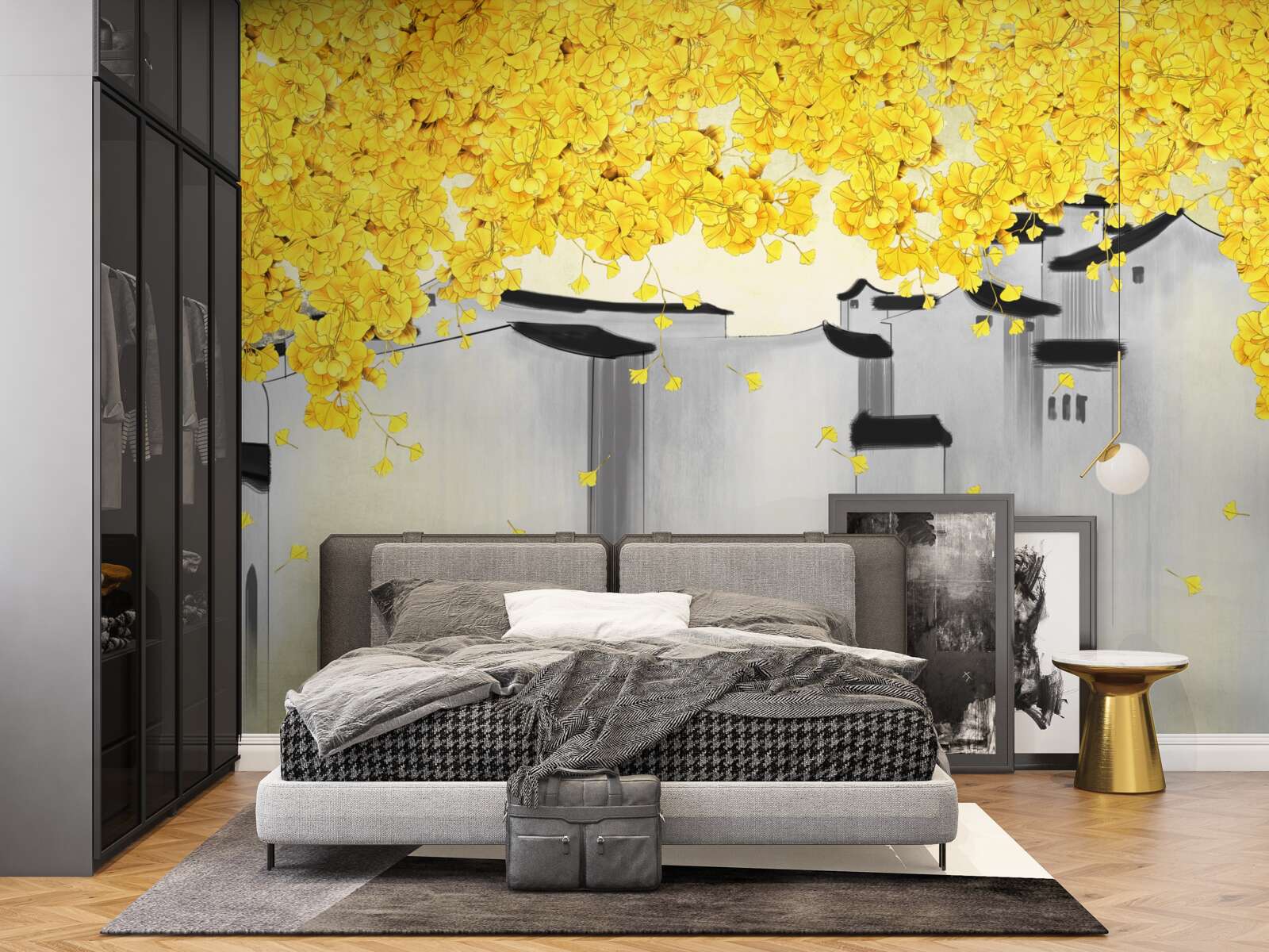 Fototapeta nad strechami budov sa týčia bujné rastliny