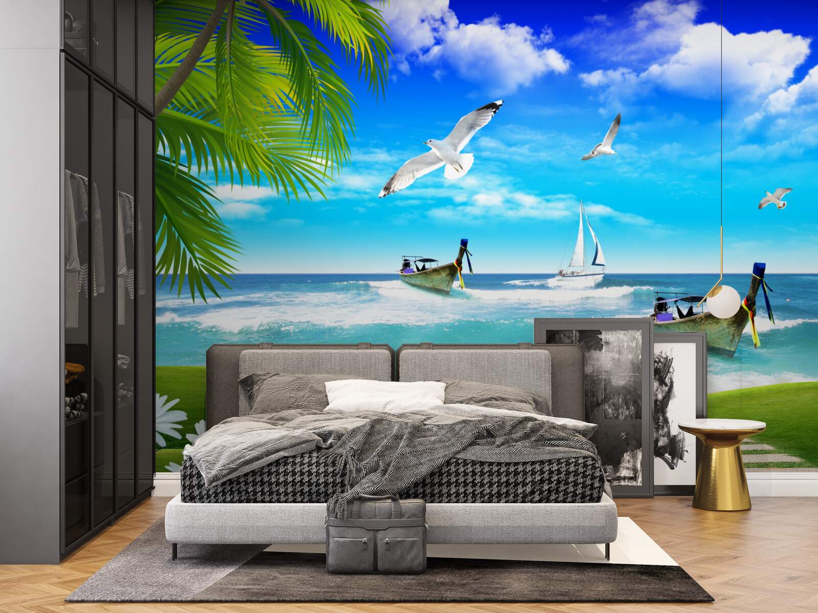 Fototapeta lode na zelenom pobreží