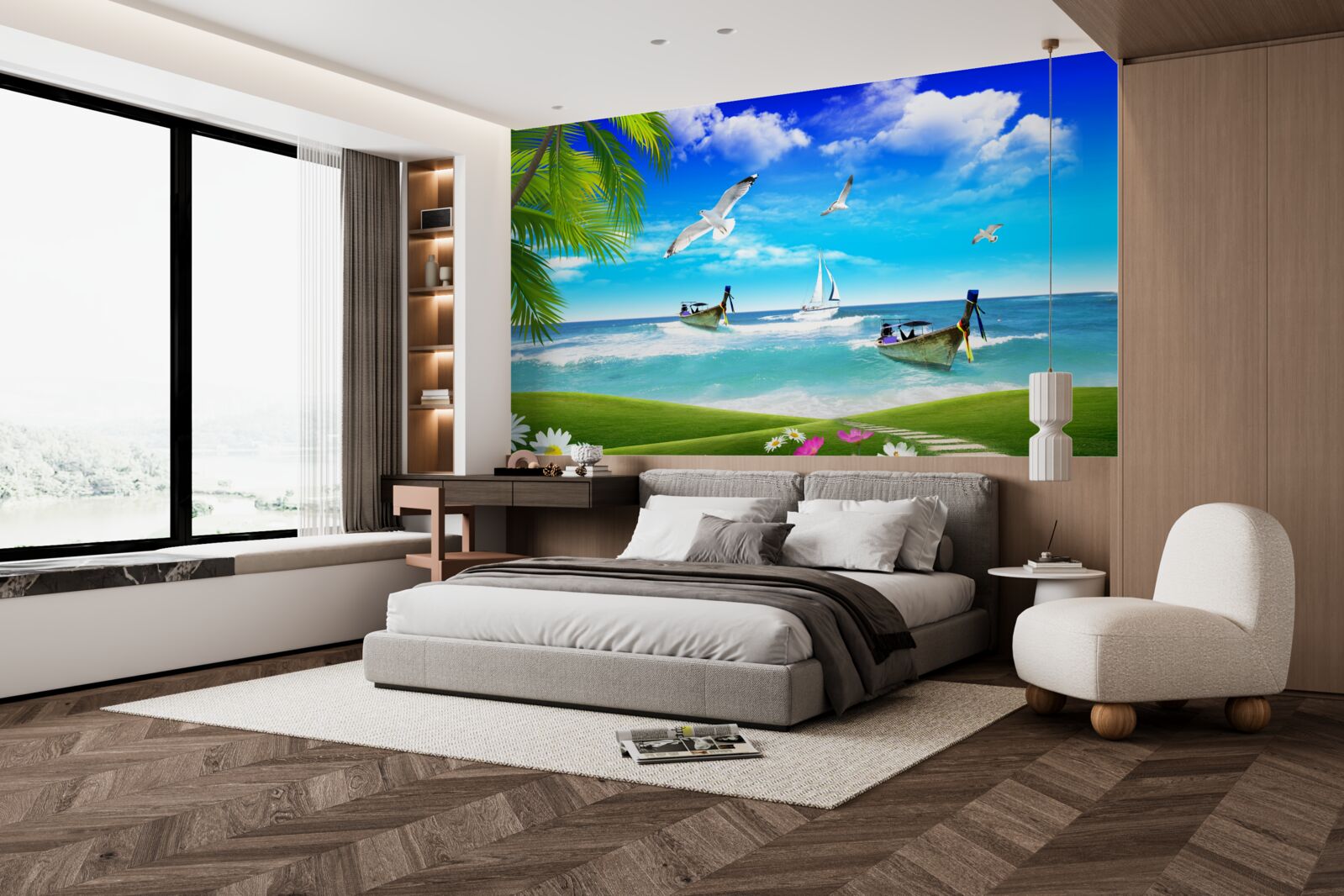 Fototapeta lode na zelenom pobreží