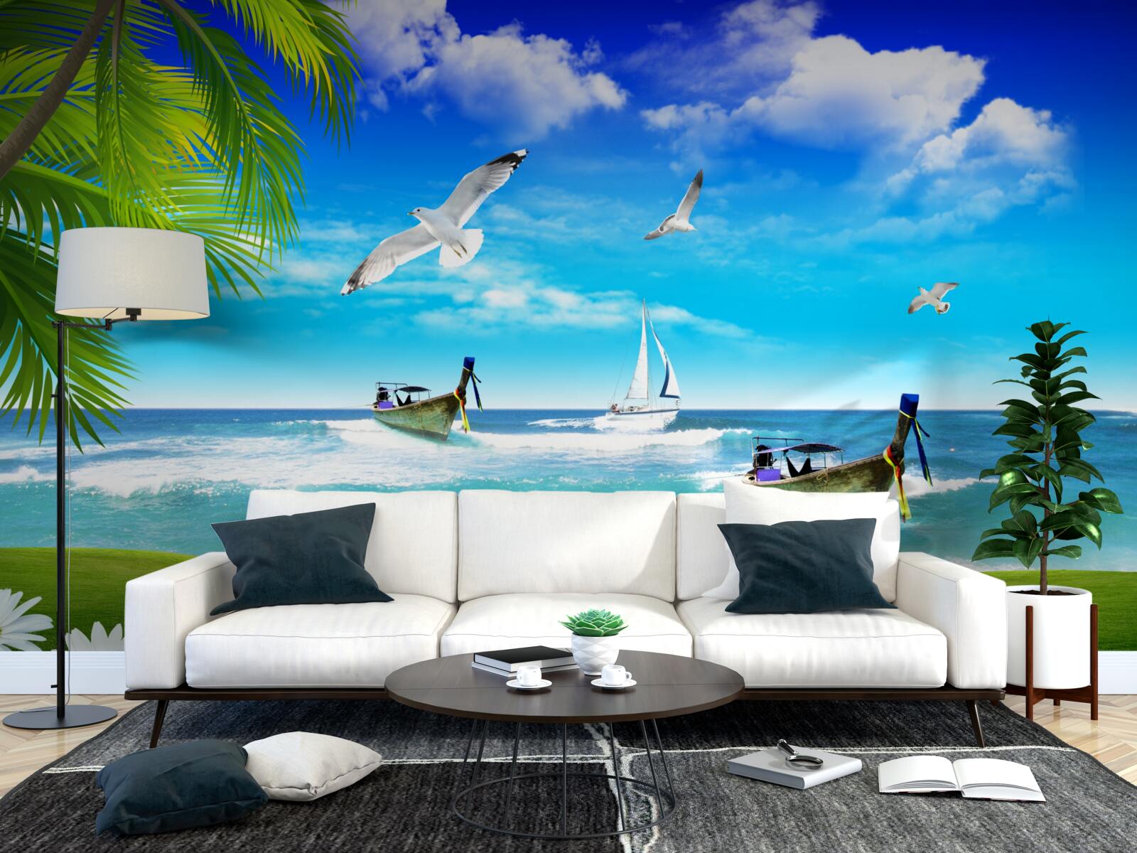 Fototapeta lode na zelenom pobreží