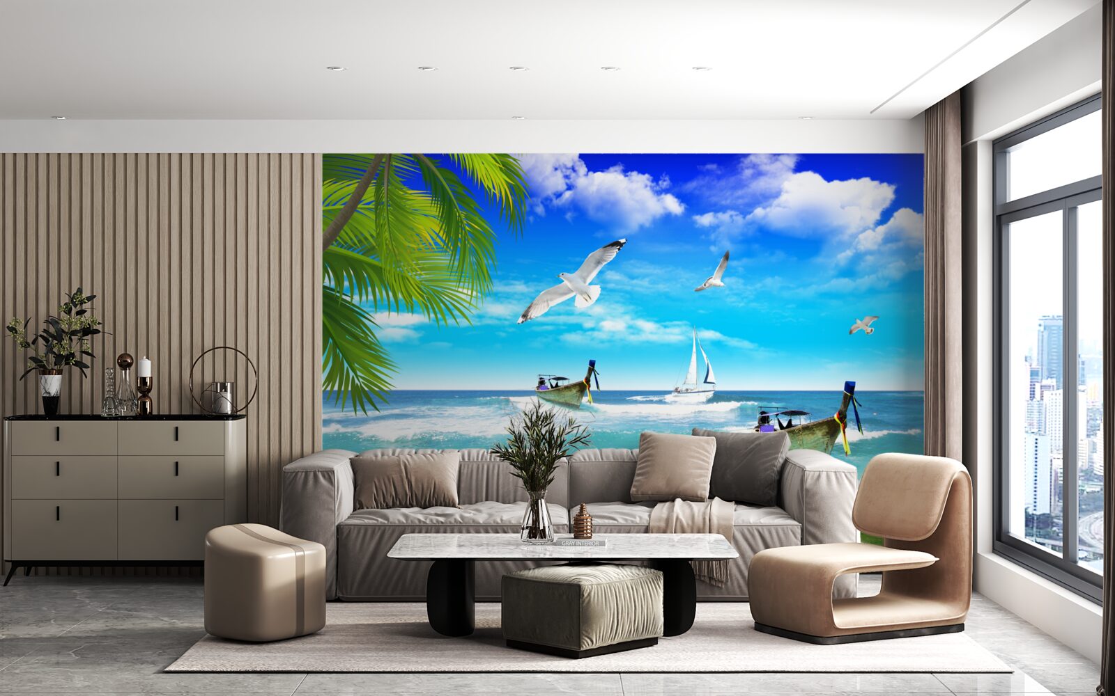 Fototapeta lode na zelenom pobreží