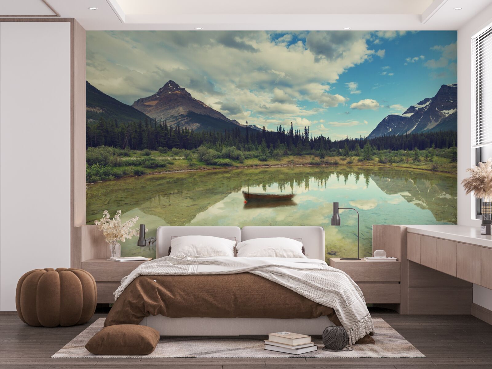 Fototapeta vodná plocha obklopená horami so skalnatými štítmi