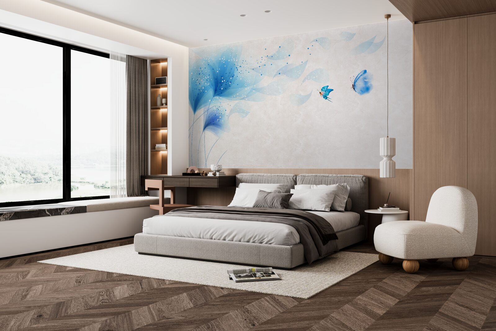 Fototapeta vektorový štýl ľalie a modré mory