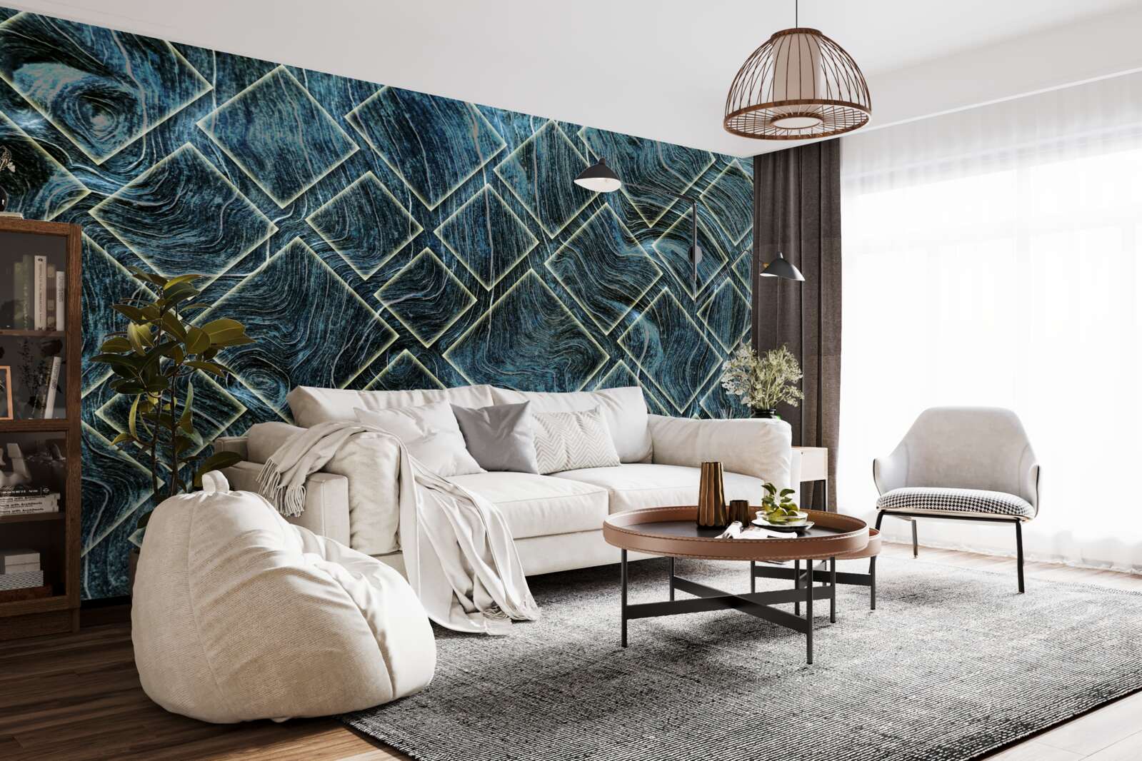 Fototapeta biele tvary v čiernom dyme