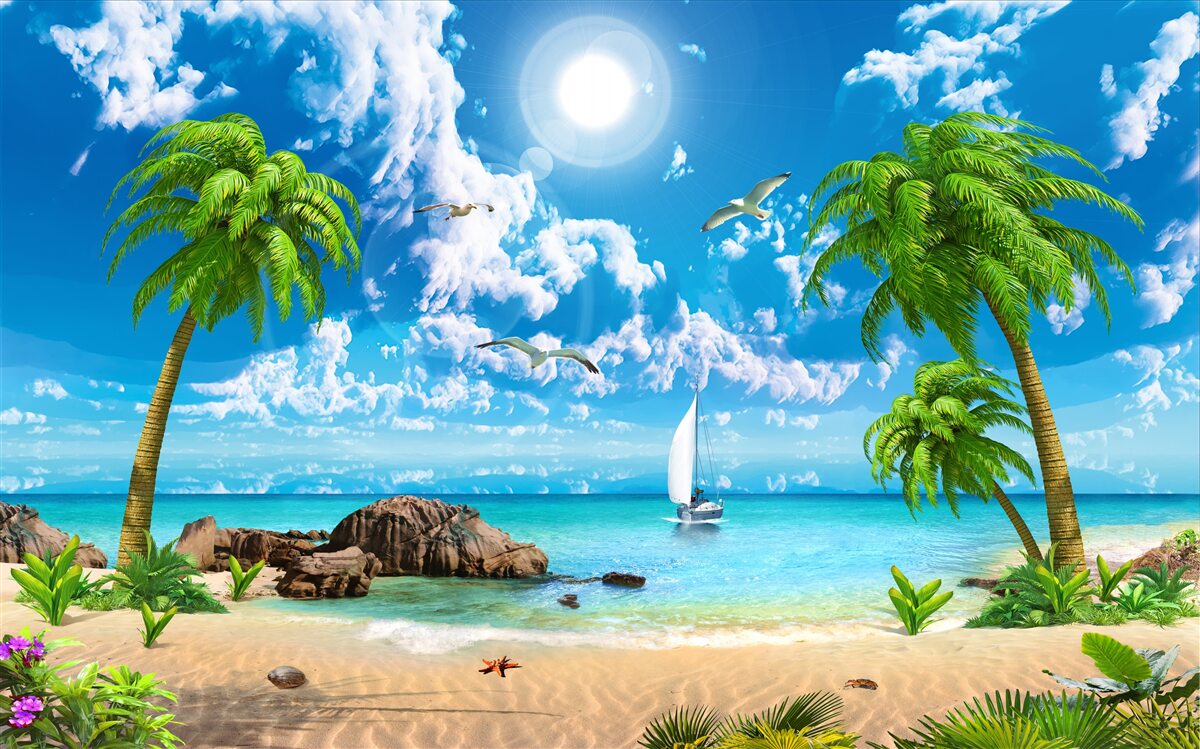 Fototapeta tropické mólo s loďou