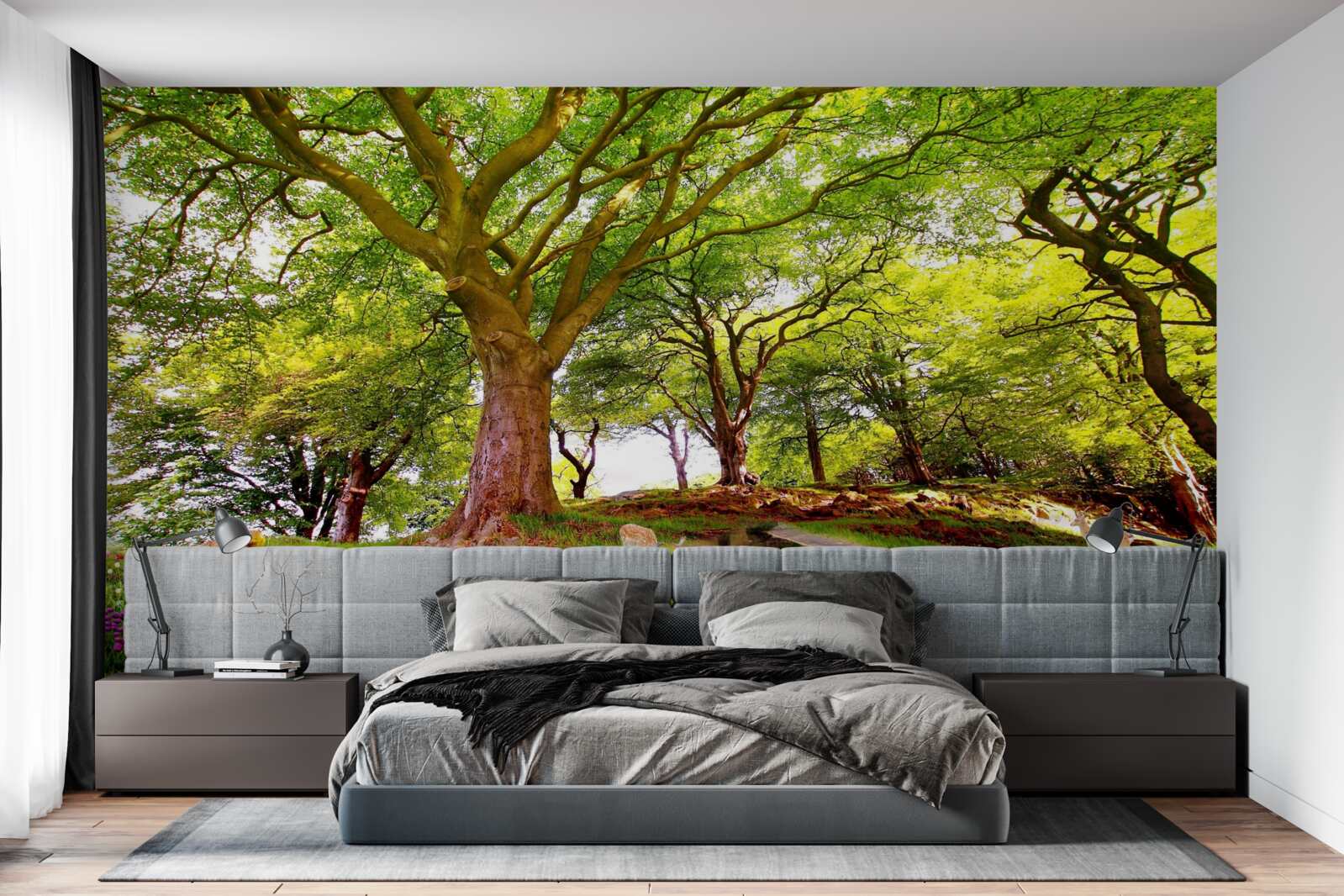 Fototapeta rozmanitosť letných odtieňov v hlbinách lesa