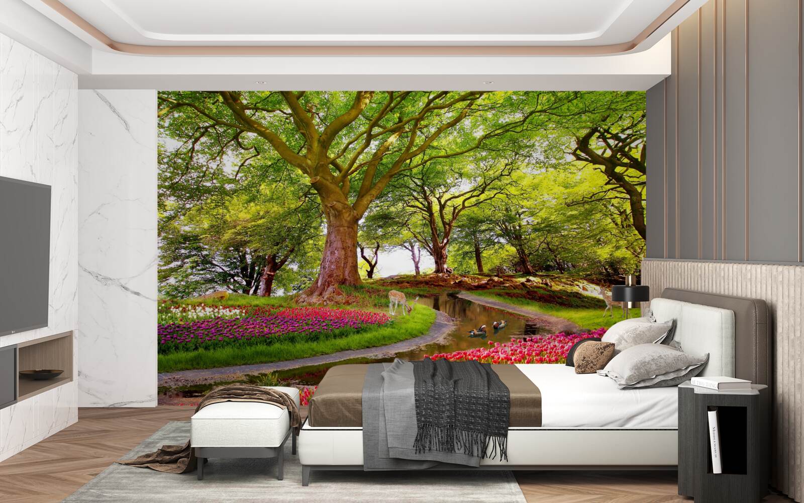 Fototapeta rozmanitosť letných odtieňov v hlbinách lesa