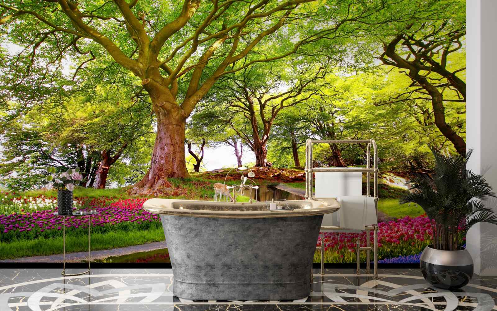 Fototapeta rozmanitosť letných odtieňov v hlbinách lesa