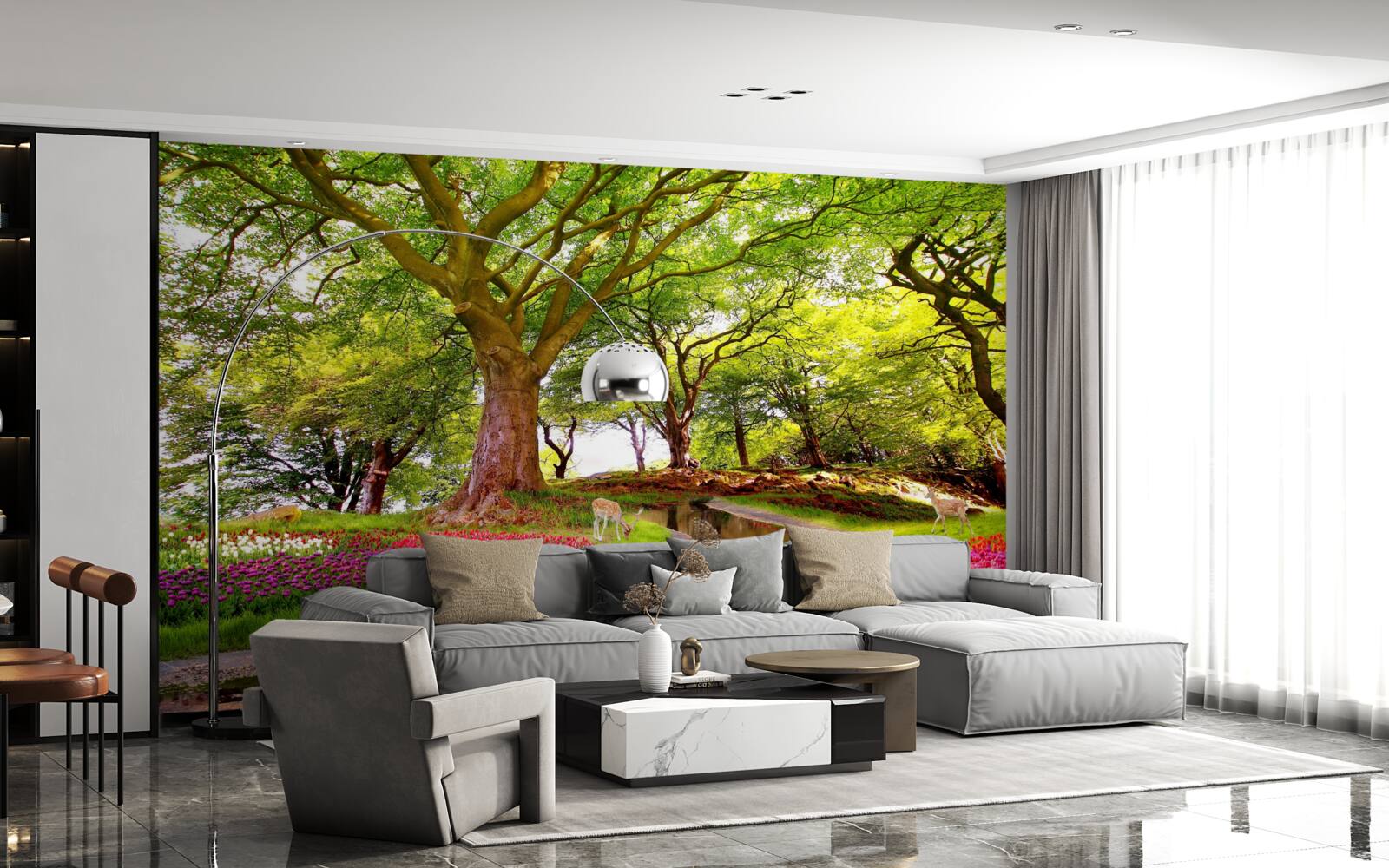 Fototapeta rozmanitosť letných odtieňov v hlbinách lesa