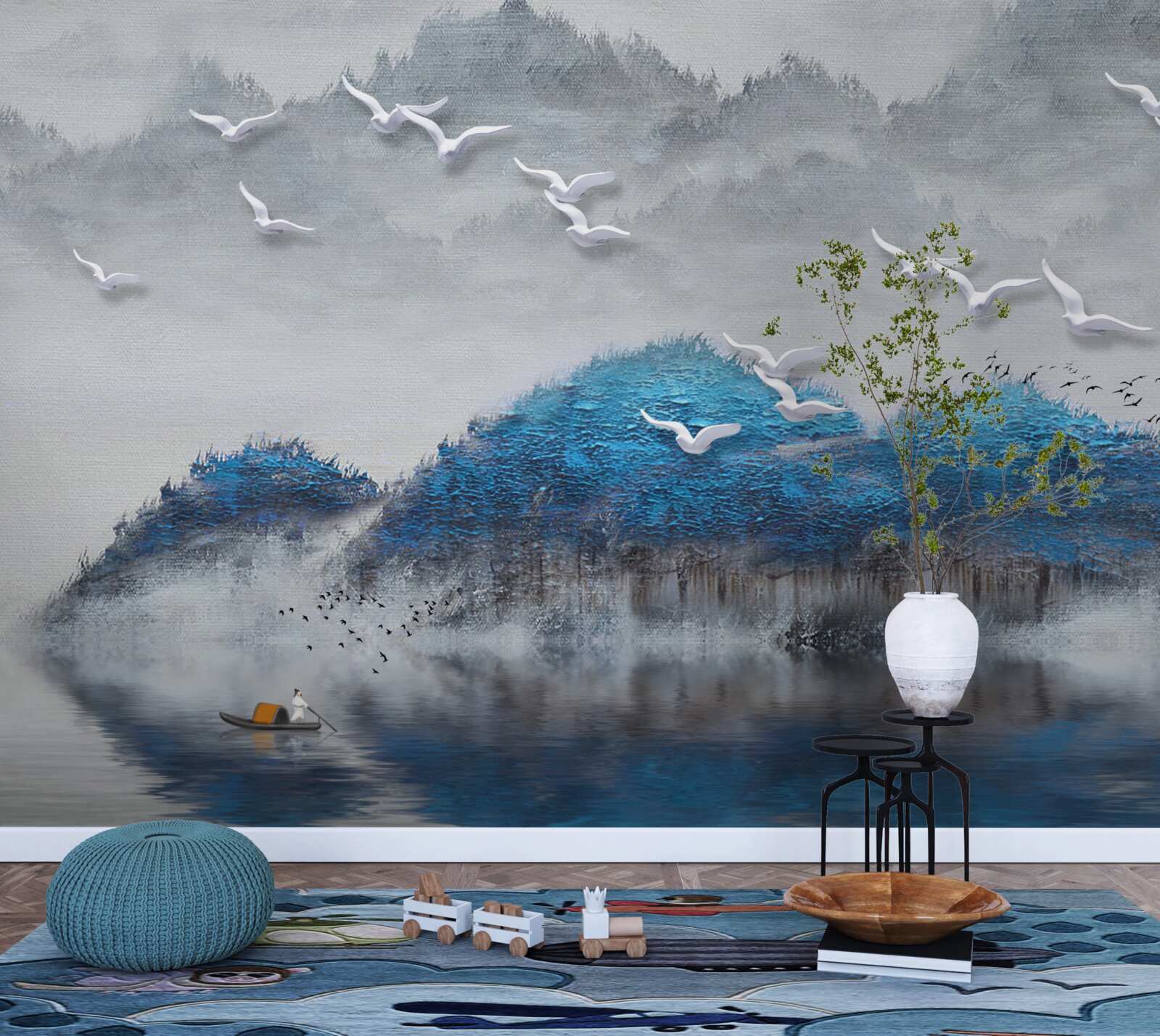 Fototapeta blbci opúšťajú rybník