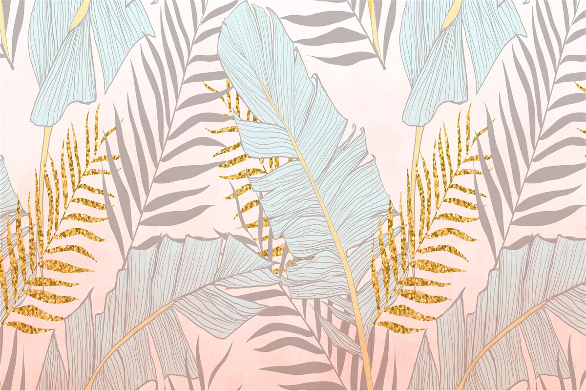 Fototapeta banánové listy a zlaté paprade