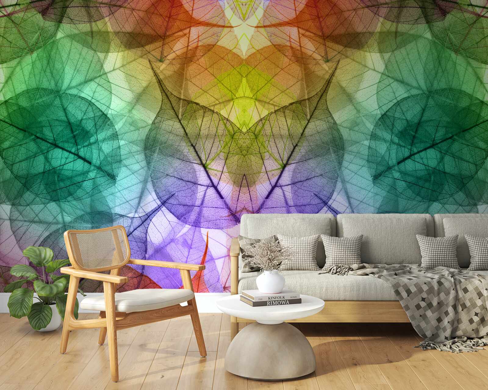 Fototapeta listy trblietajúce sa všetkými odtieňmi dúhy