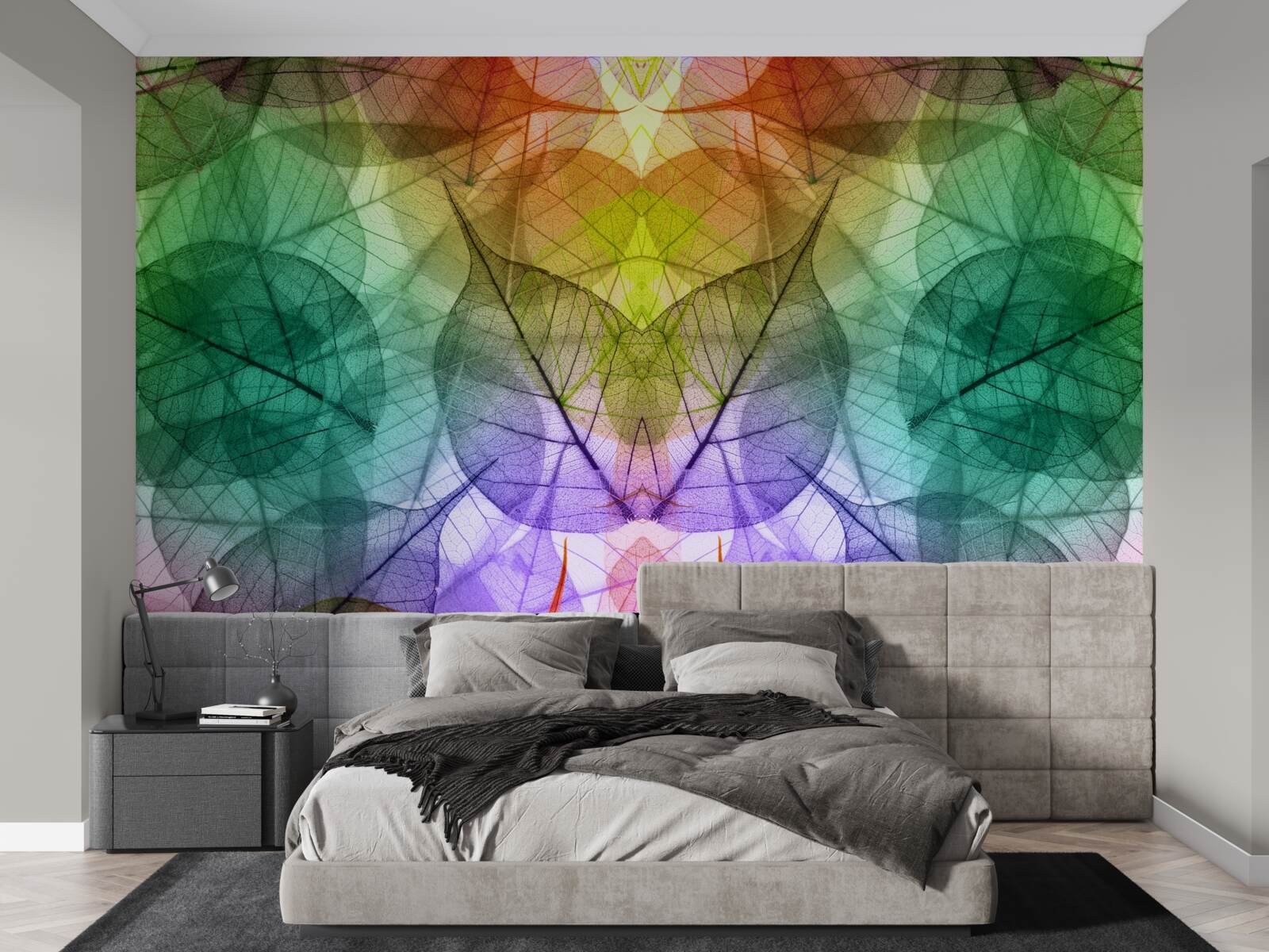 Fototapeta listy trblietajúce sa všetkými odtieňmi dúhy