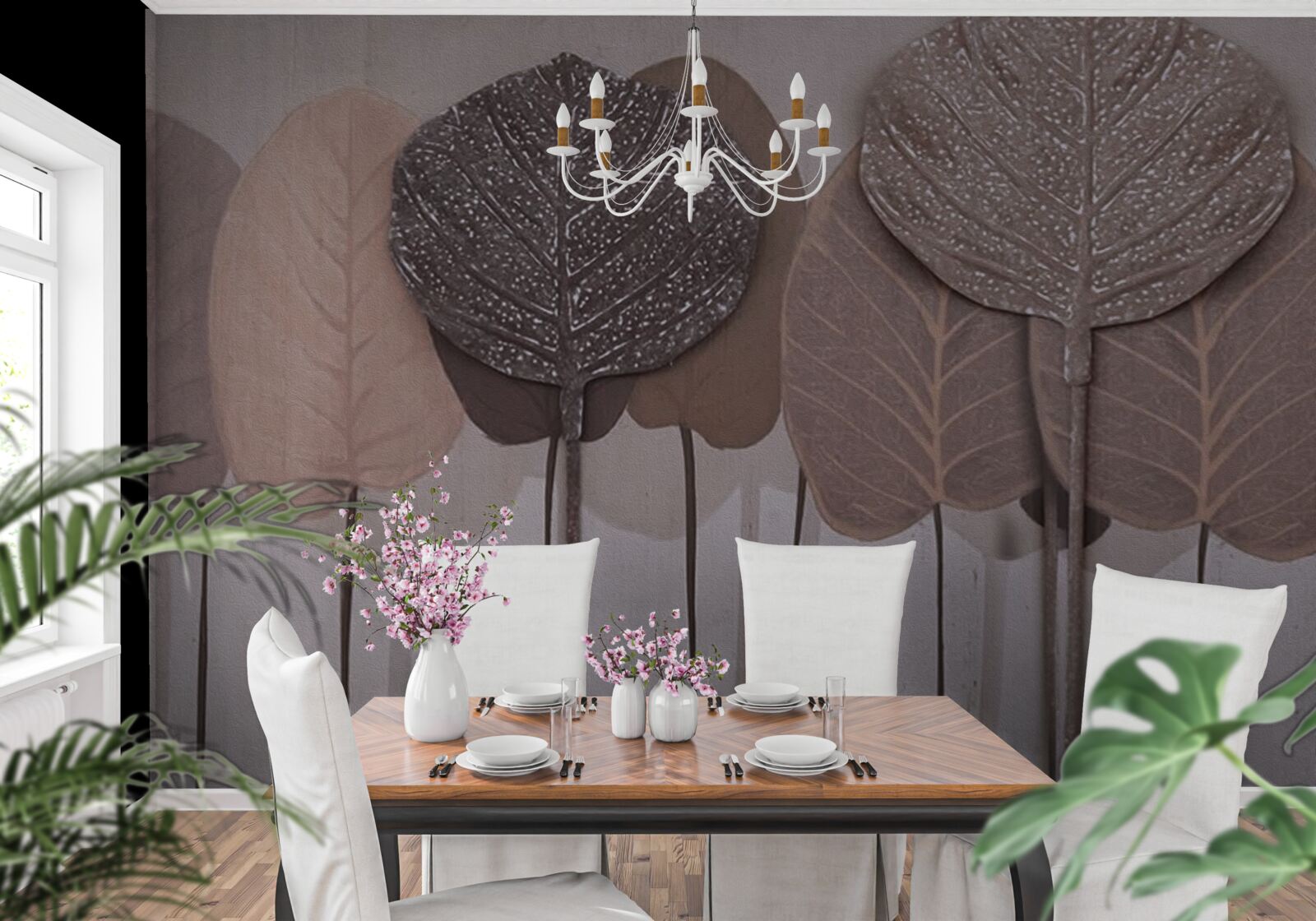 Fototapeta les pokrytý jesenným lístím