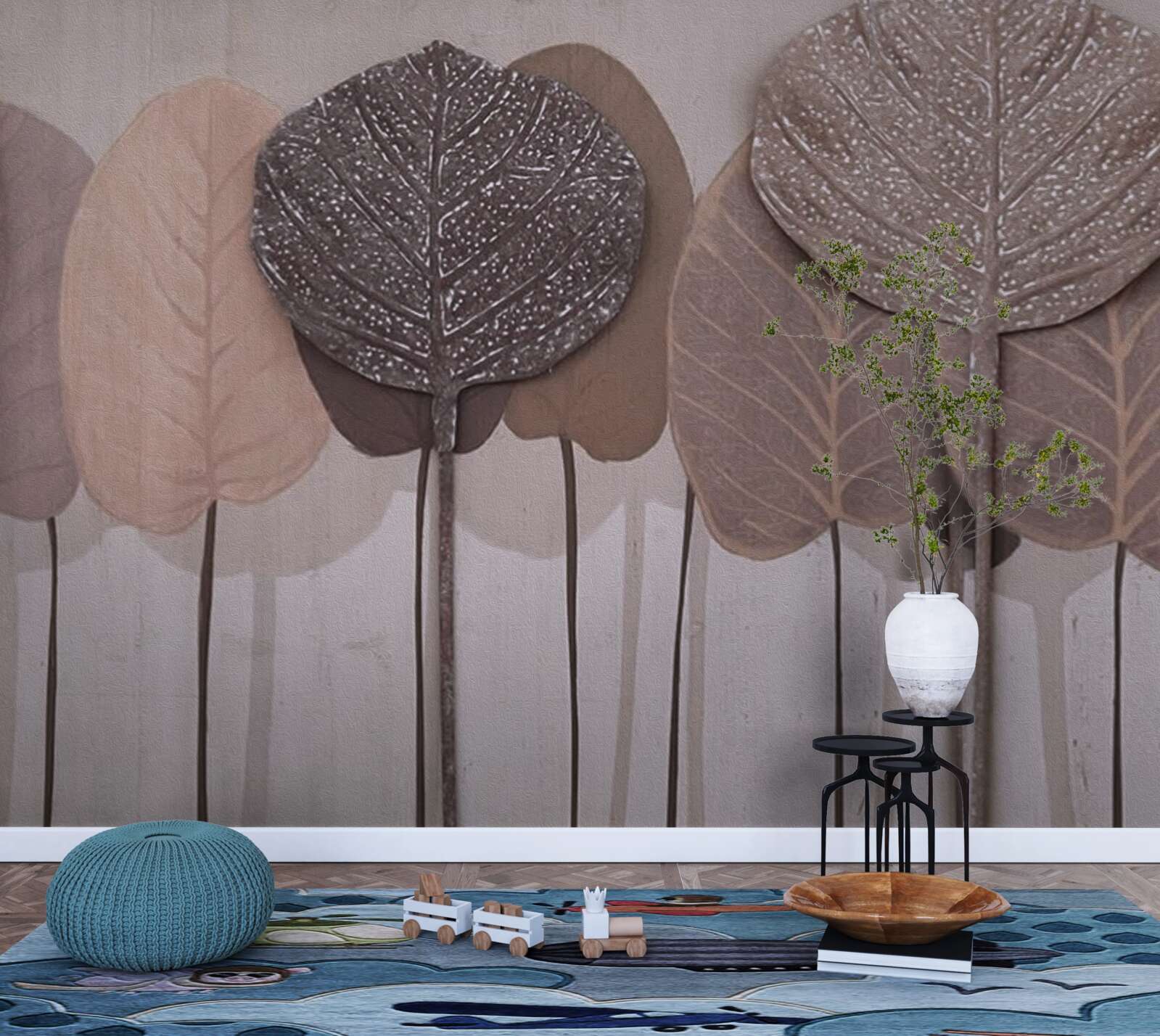 Fototapeta les pokrytý jesenným lístím