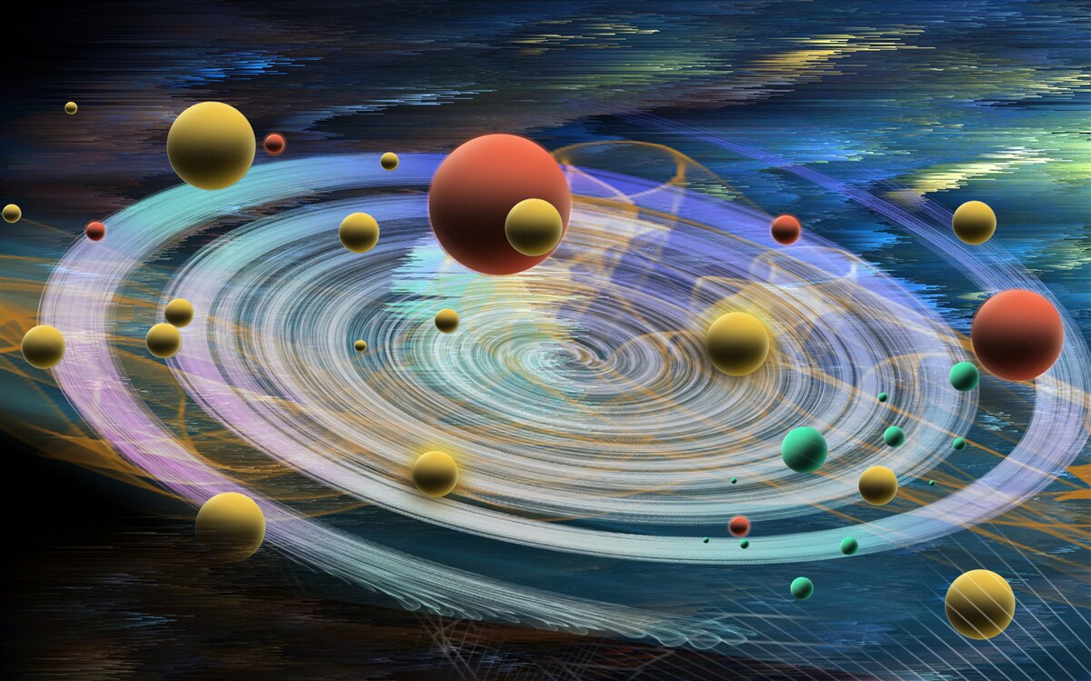 Fototapeta planét s krásnymi abstrakciami