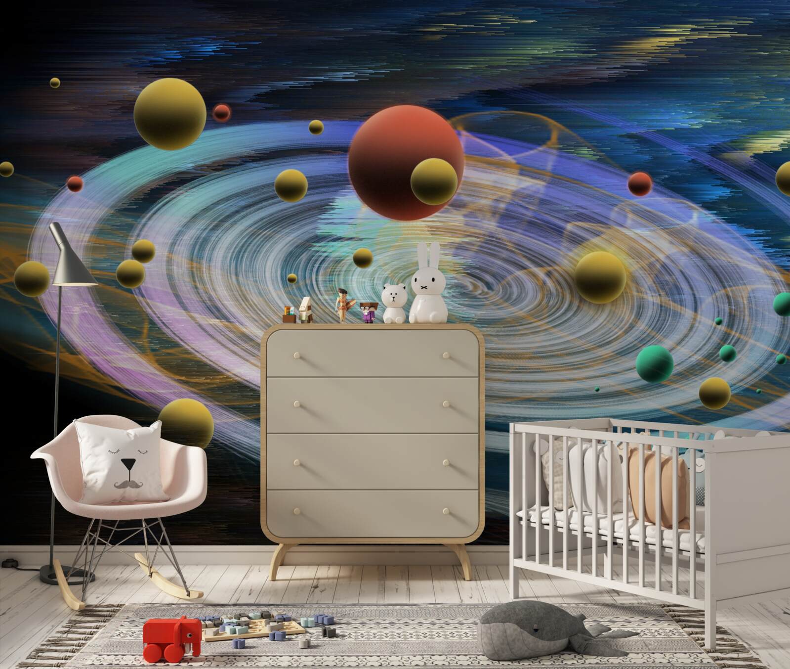 Fototapeta planét s krásnymi abstrakciami