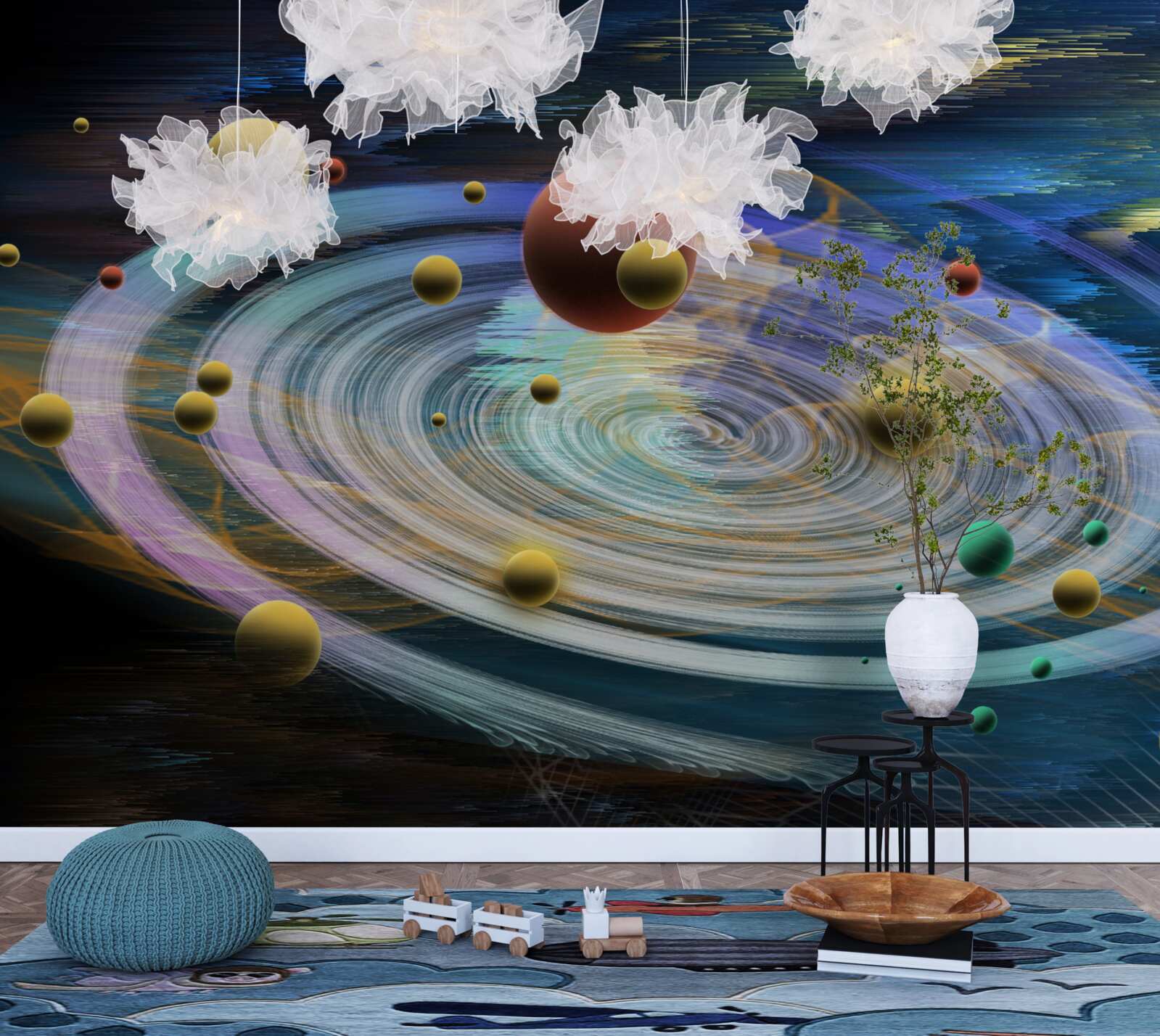 Fototapeta planét s krásnymi abstrakciami