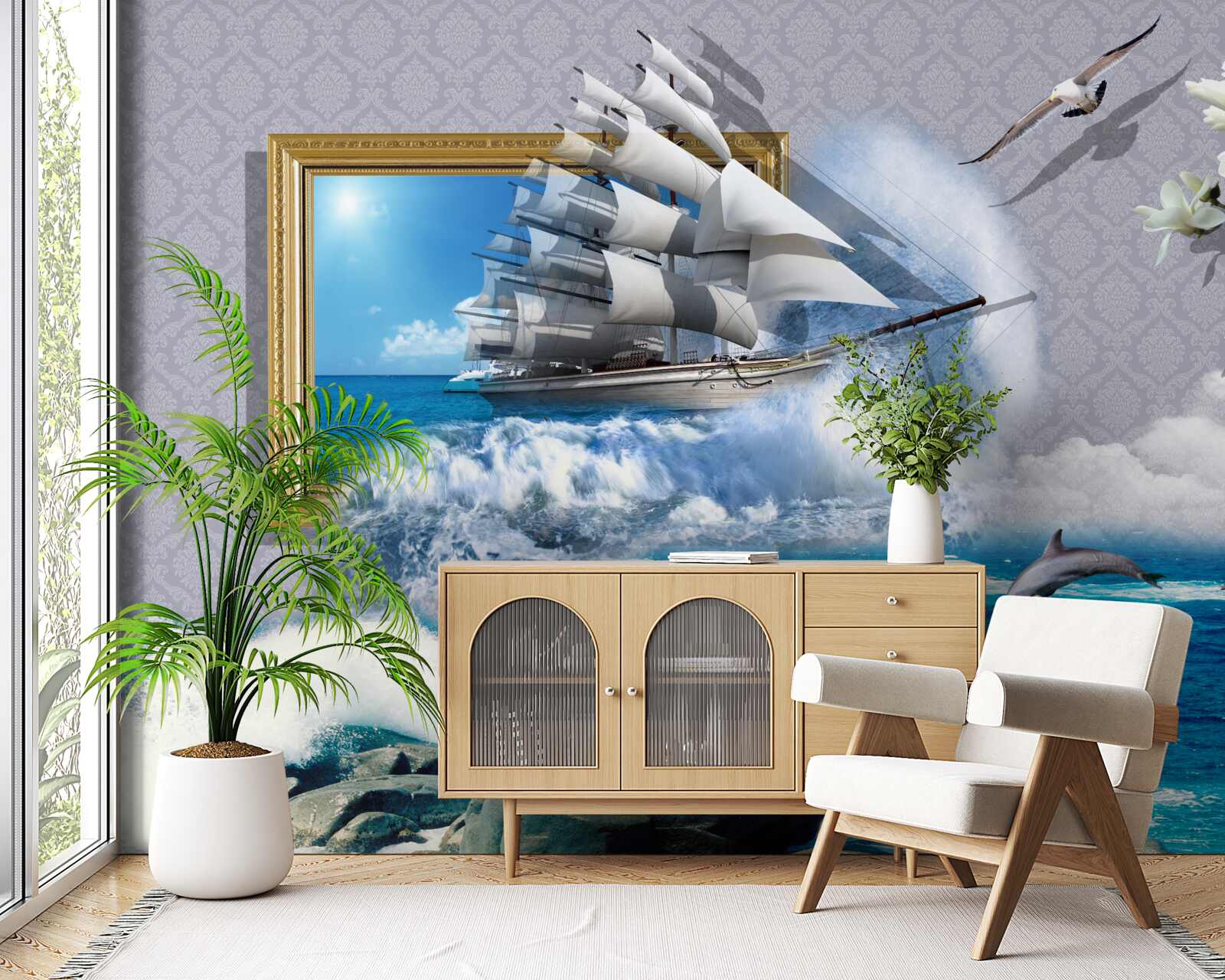 Fototapeta obrázok morského hurikánu na veternej lodi