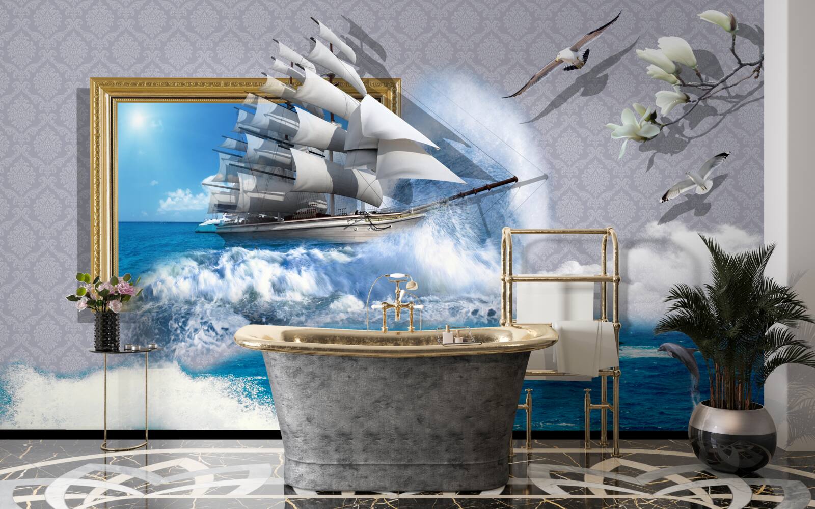 Fototapeta obrázok morského hurikánu na veternej lodi