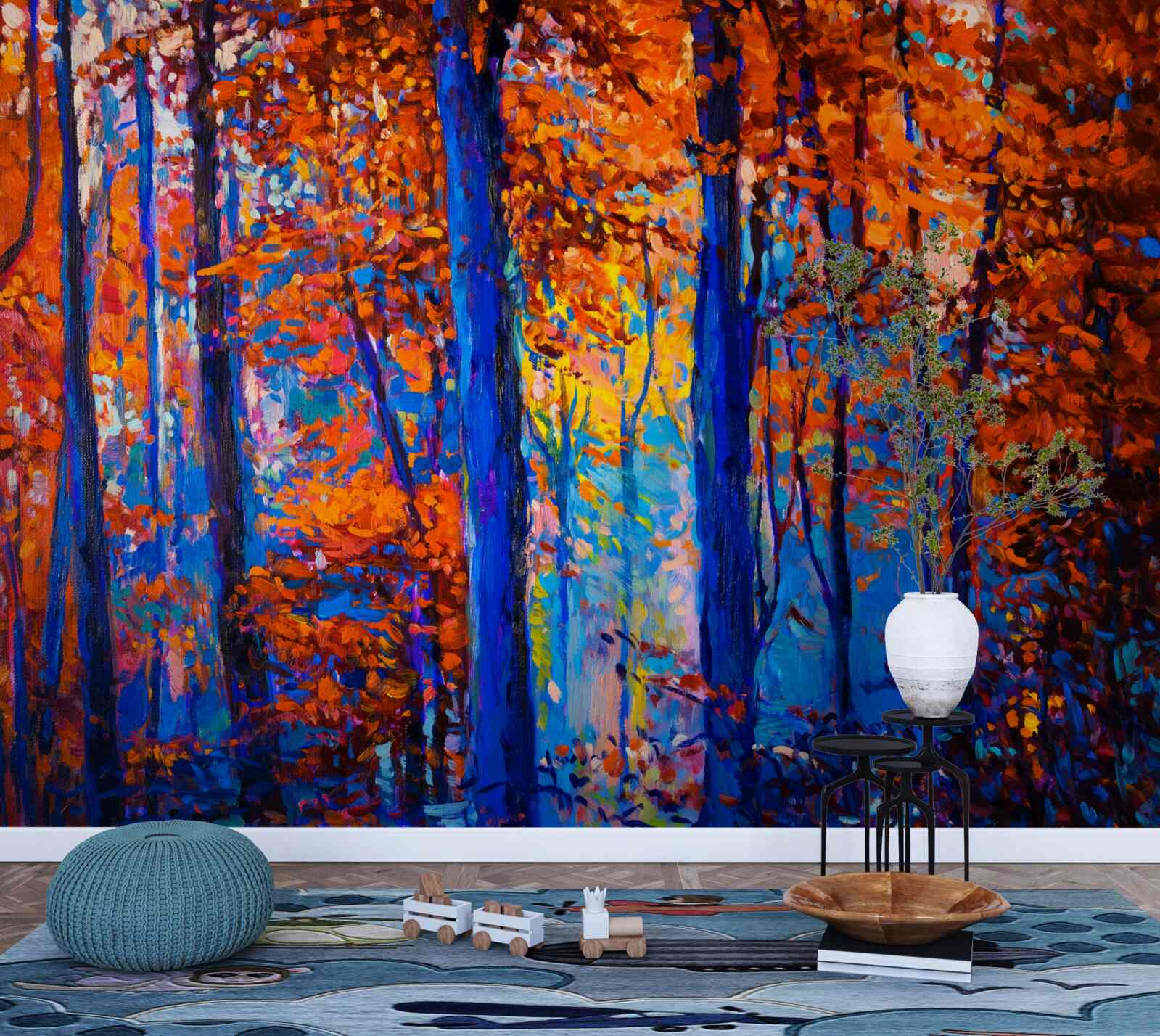 Fototapeta farebný kontrast v jesennom lese