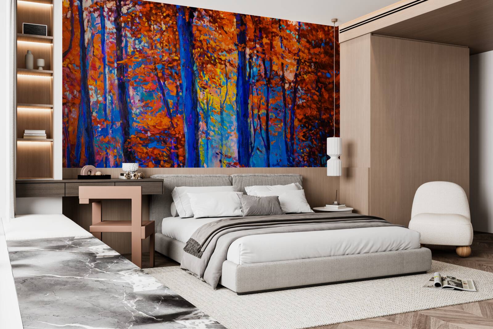 Fototapeta farebný kontrast v jesennom lese