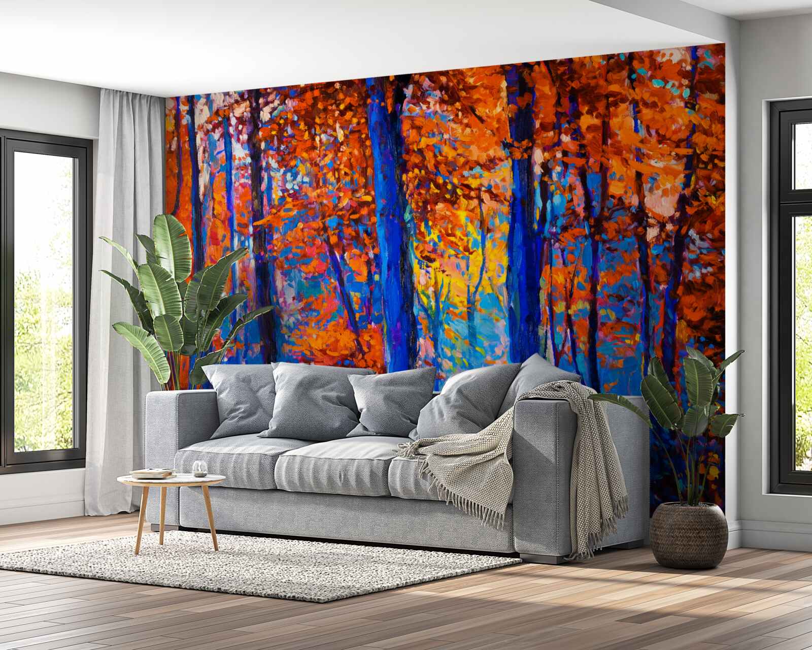 Fototapeta farebný kontrast v jesennom lese