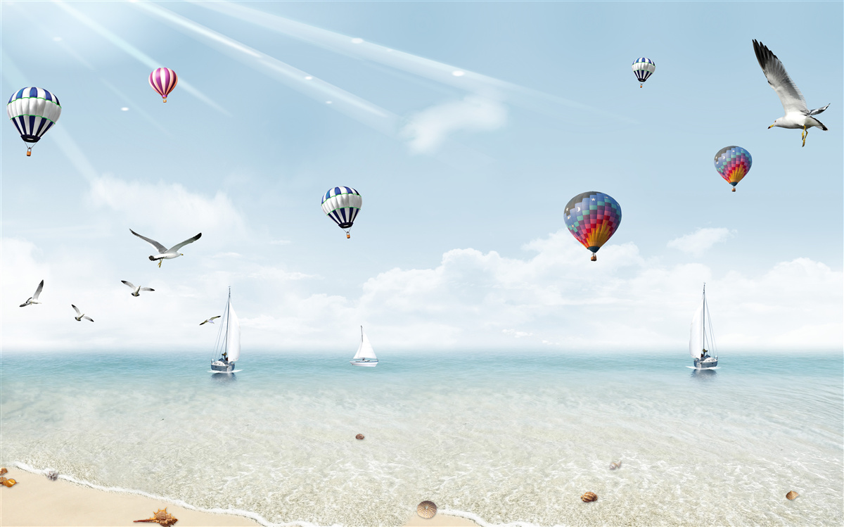 Fototapeta more plné balónov