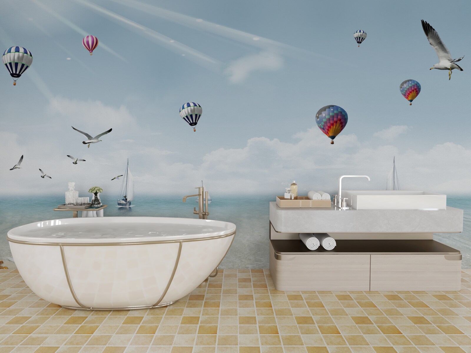 Fototapeta more plné balónov