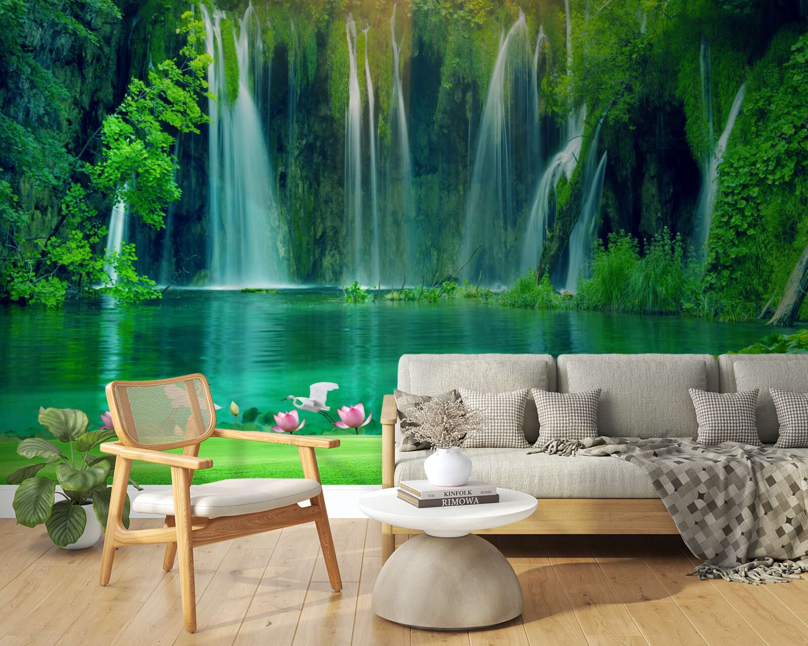 Fototapeta vodopády tečúce do krištáľovo čistého jazera