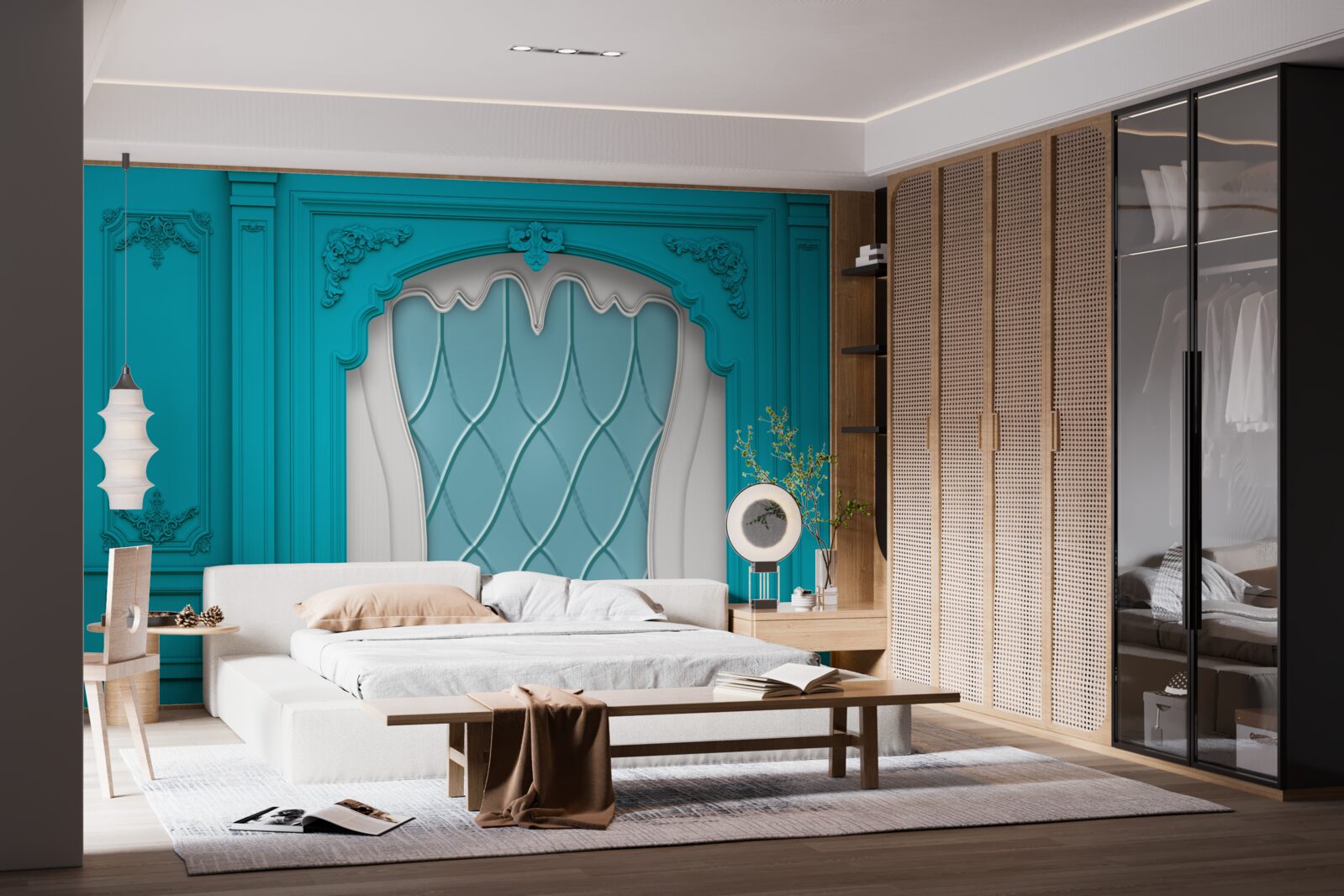 Fototapeta okno s modrým farebným sklom