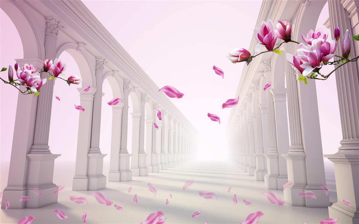 Fototapeta magnólie vytvárajú nekonečný tunel, kvitnúci nádherou