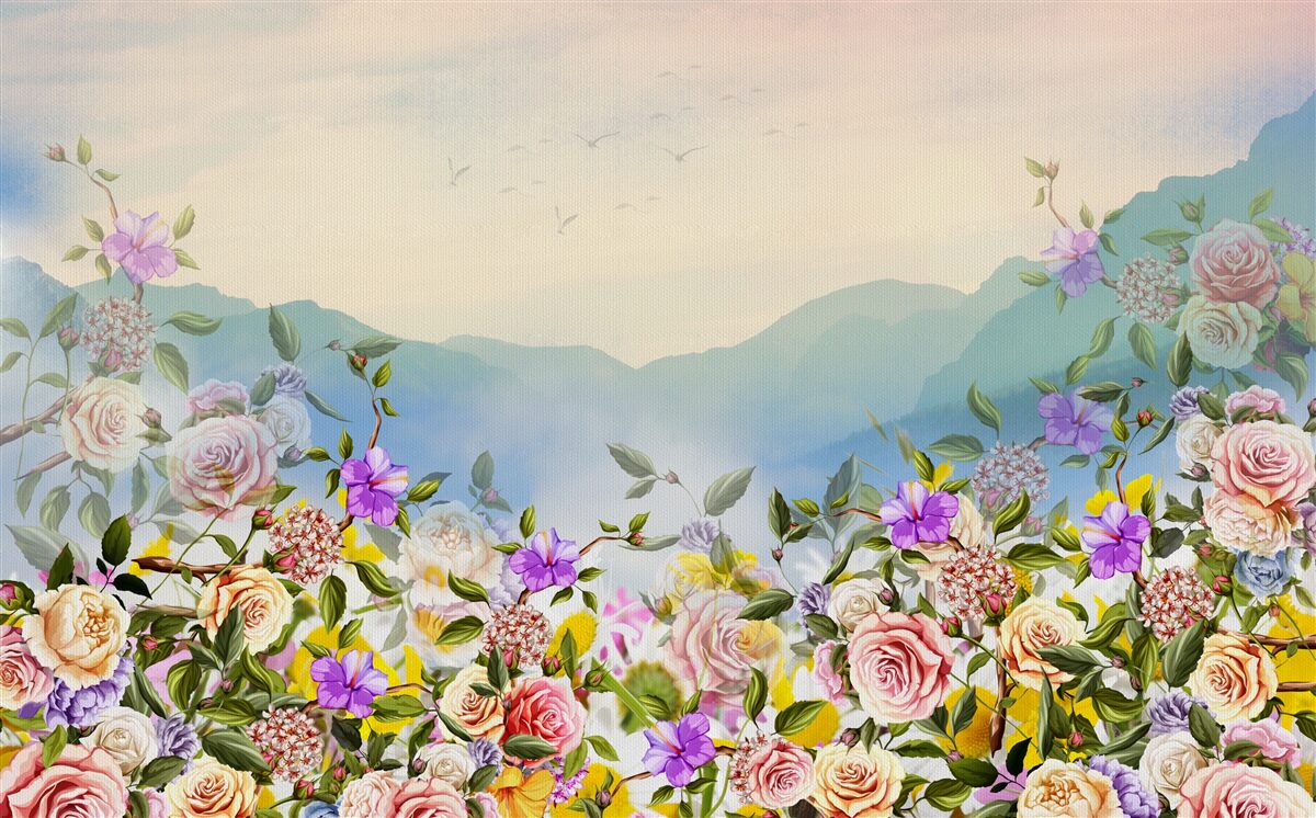 Fototapeta niekoľko odtieňov kvitnutia na trávniku