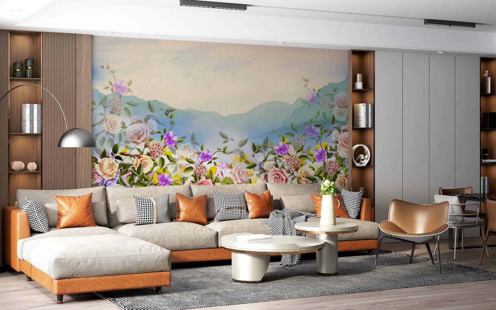 Fototapeta niekoľko odtieňov kvitnutia na trávniku