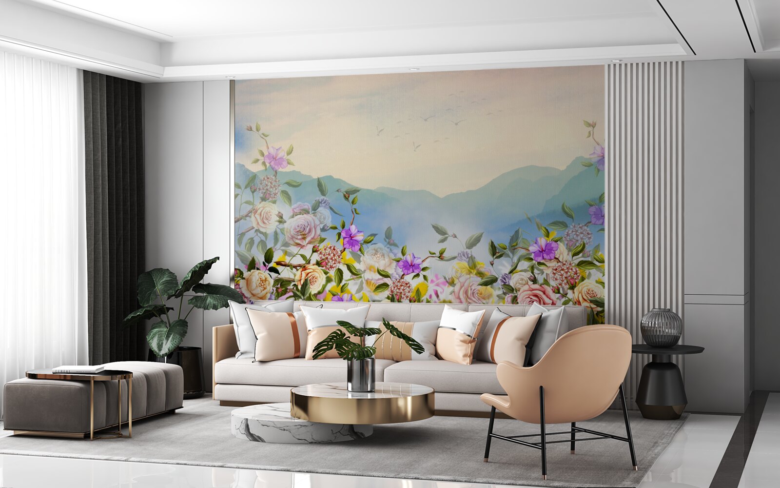 Fototapeta niekoľko odtieňov kvitnutia na trávniku